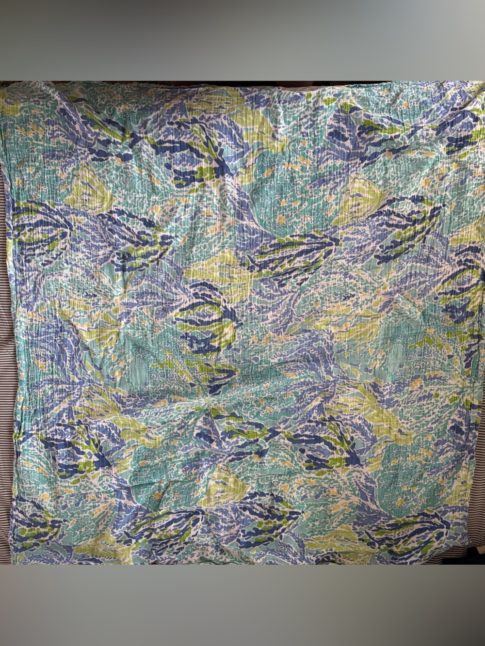Pottery Barn Kids x Lilly Pulitzer Aqua, Navy & Lime Wave-Print Blanket